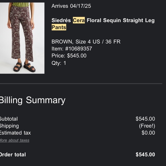 NWT SIEDRES Cera Floral Detailed Chocolate Brown Pants - Picture 8 of 8